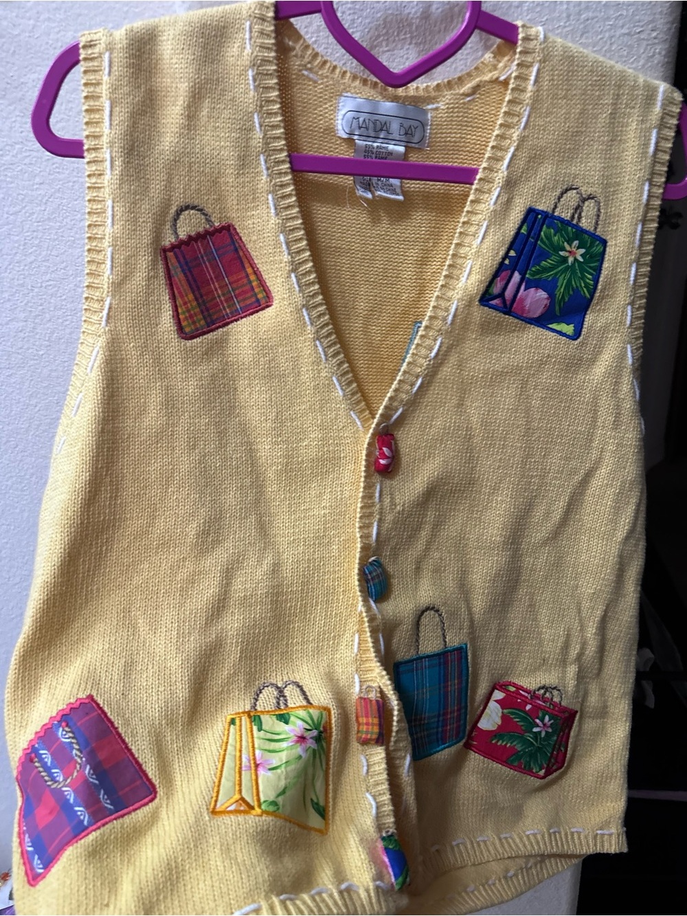 Vintage shop til u drop' Embroidered Shopper Vest
